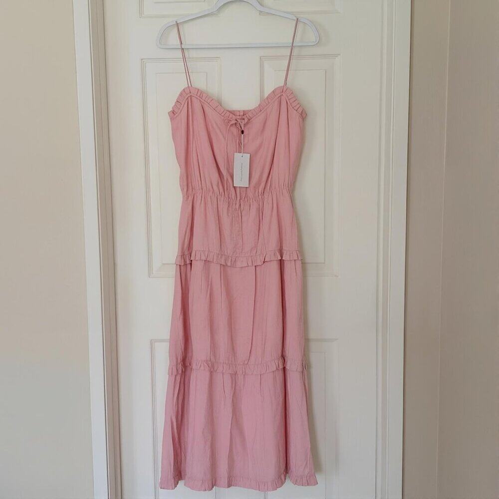 NWT Lovers + Friends Rosalie Midi Dress Coral Size M Sold Out - Picture 3 of 12